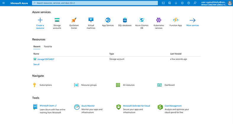 Microsoft Azure screenshot